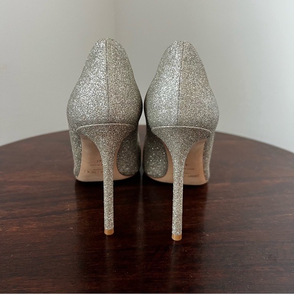 NWT Jimmy Choo Romy Platinum Ice Glitter Pump Heels